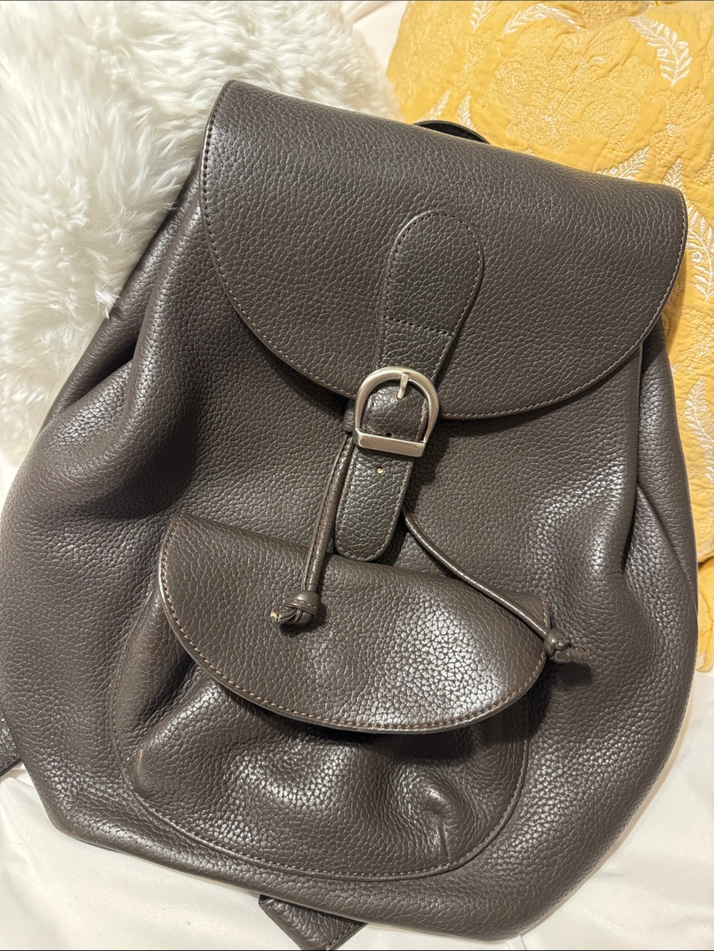 Eddie Bauer Classic Pebbled Leather Backpack in Dark Brown